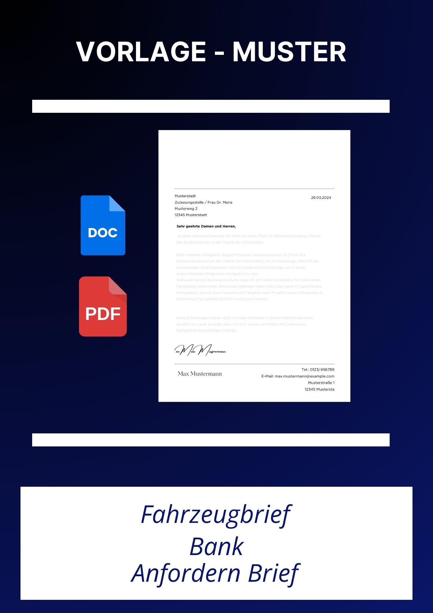 Fahrzeugbrief Bank Anfordern Brief