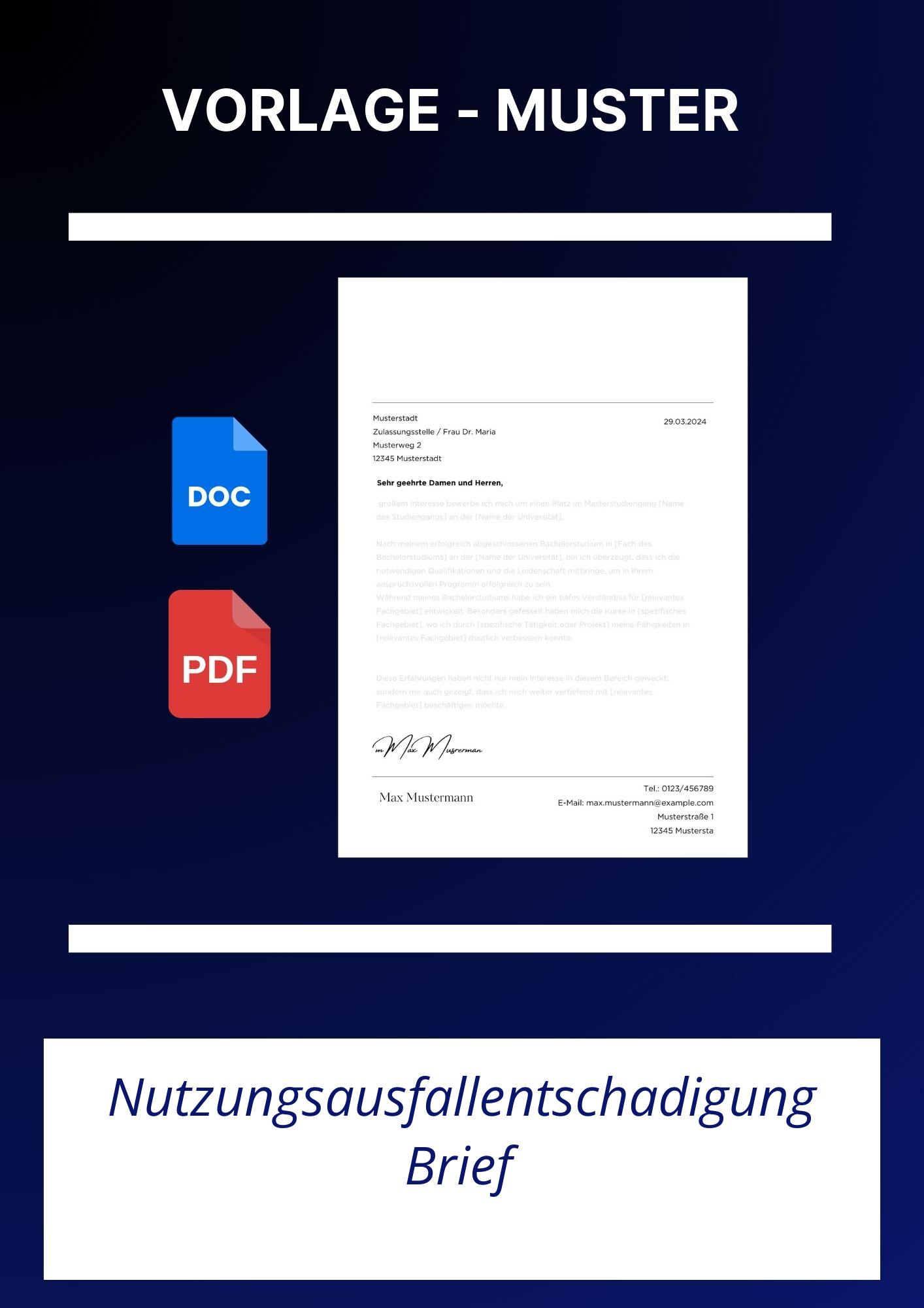 Nutzungsausfallentschädigung Brief