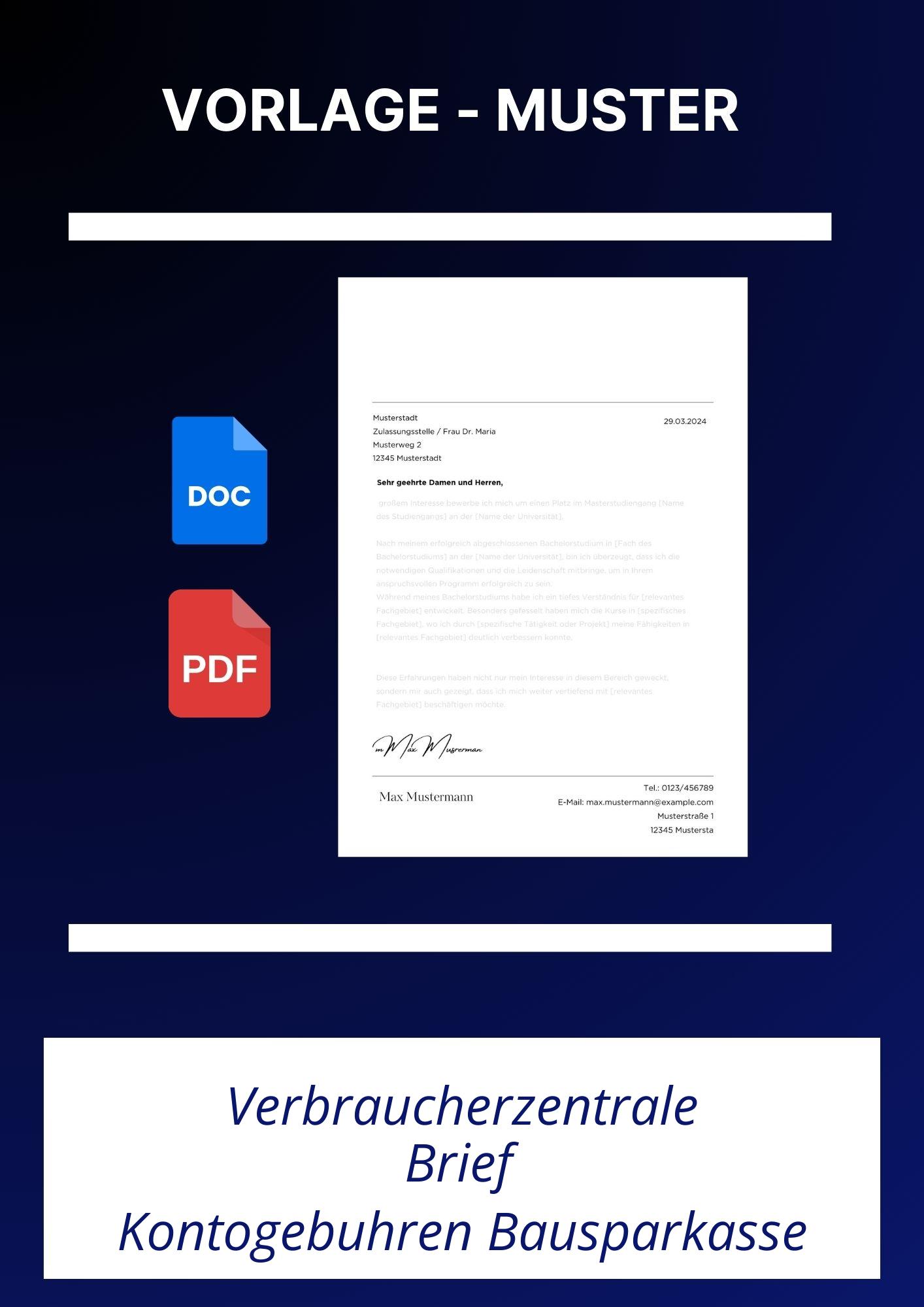 Verbraucherzentrale Brief Kontogebühren Bausparkasse